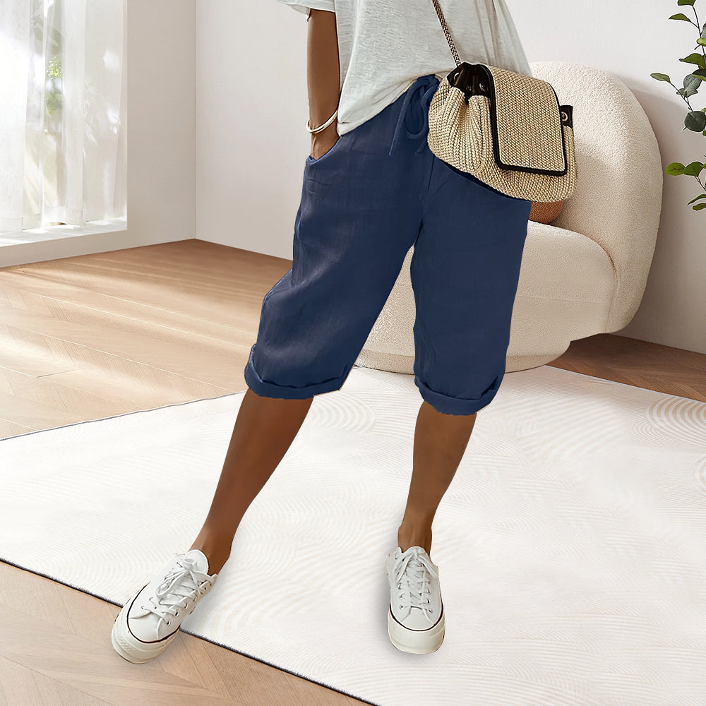 WW | Cotton Linen Elastic Waist Casual Pants