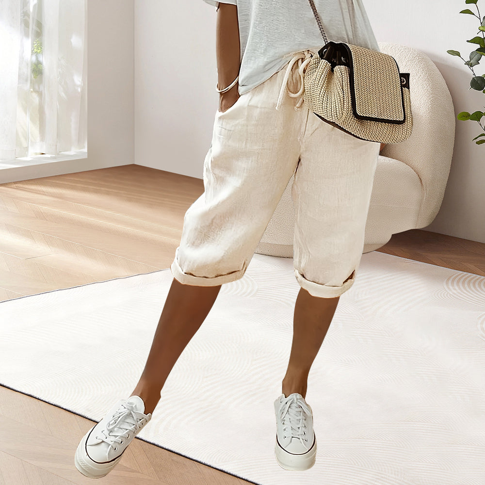 WW | Cotton Linen Elastic Waist Casual Pants