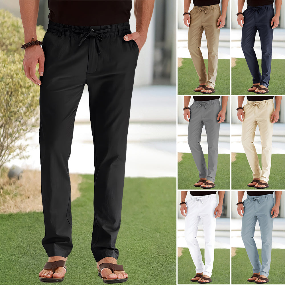 WW | Men's Cotton Casual Trousers with Elastic Waist