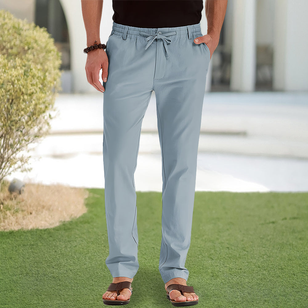 WW | Men's Cotton Casual Trousers with Elastic Waist
