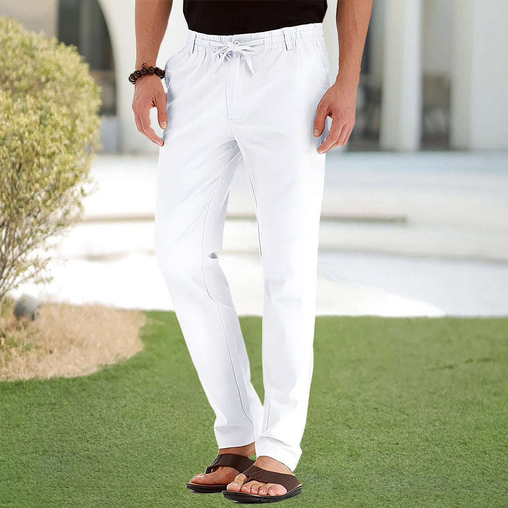 WW | Men's Cotton Casual Trousers with Elastic Waist