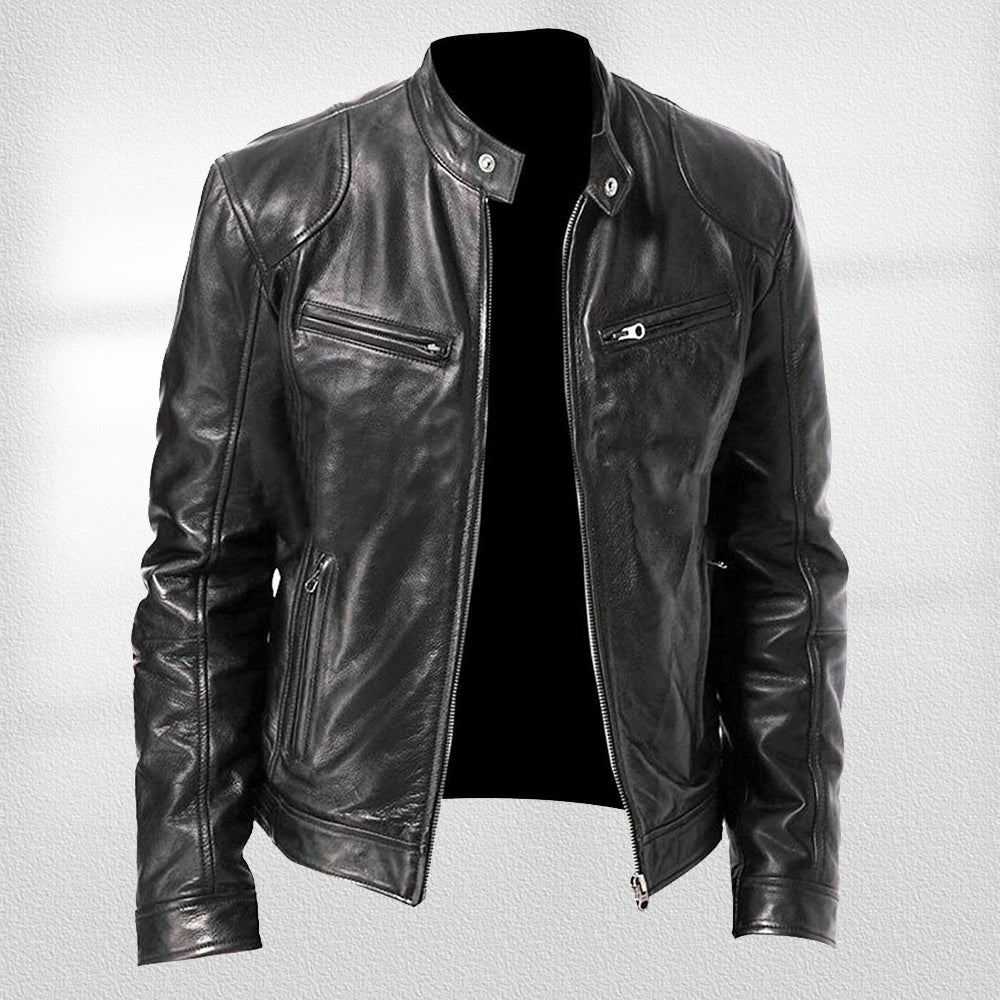 WW | Stehkragen, Trendige Lederjacke, Hübsche Motorrad-Lederjacke