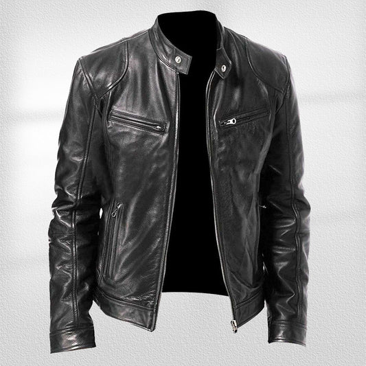 WW | Stehkragen, Trendige Lederjacke, Hübsche Motorrad-Lederjacke