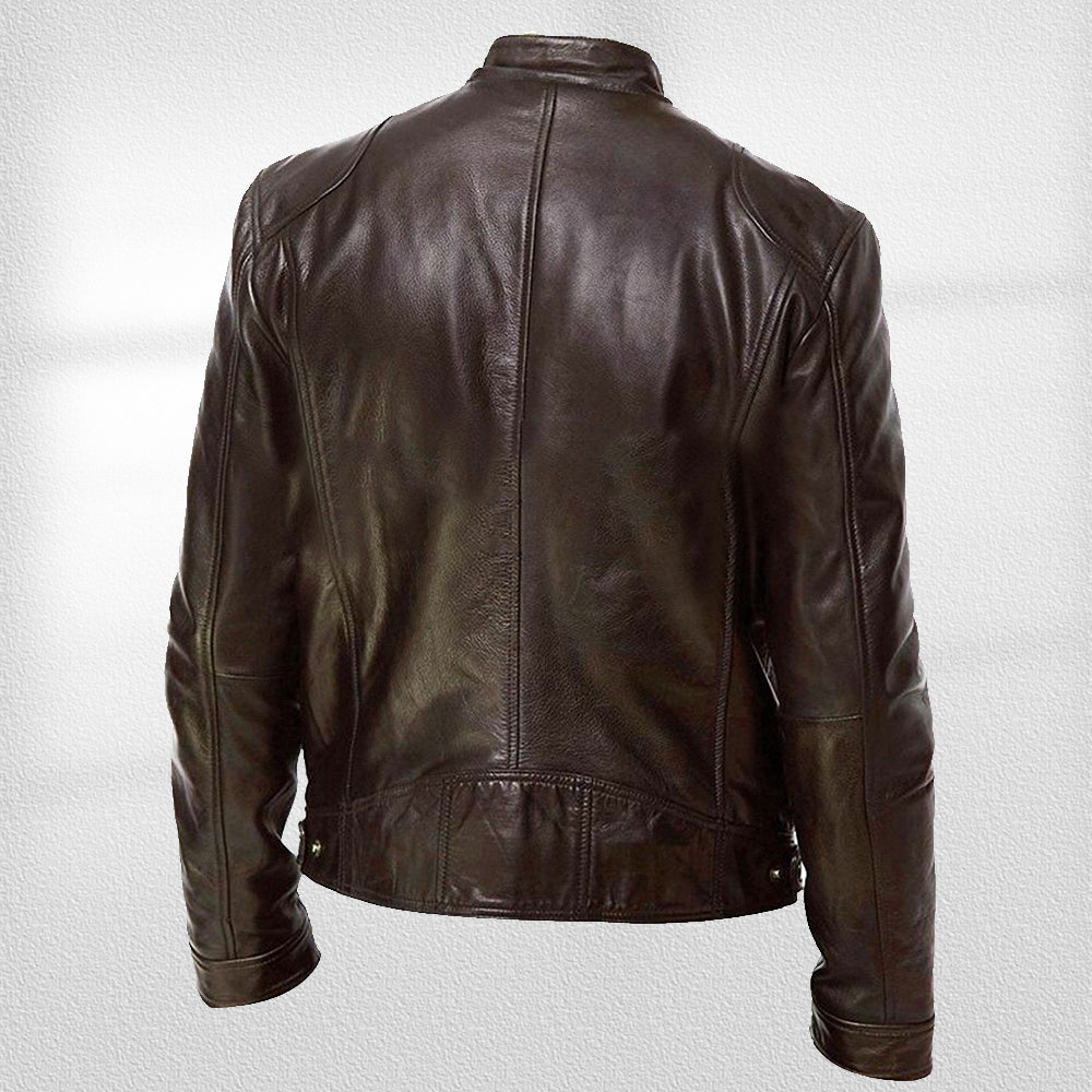 WW | Stehkragen, Trendige Lederjacke, Hübsche Motorrad-Lederjacke