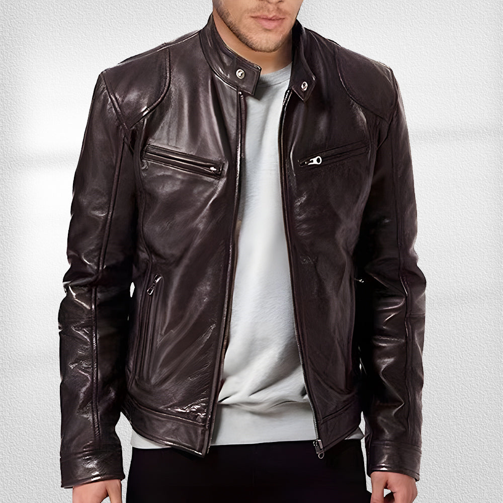 WW | Stehkragen, Trendige Lederjacke, Hübsche Motorrad-Lederjacke