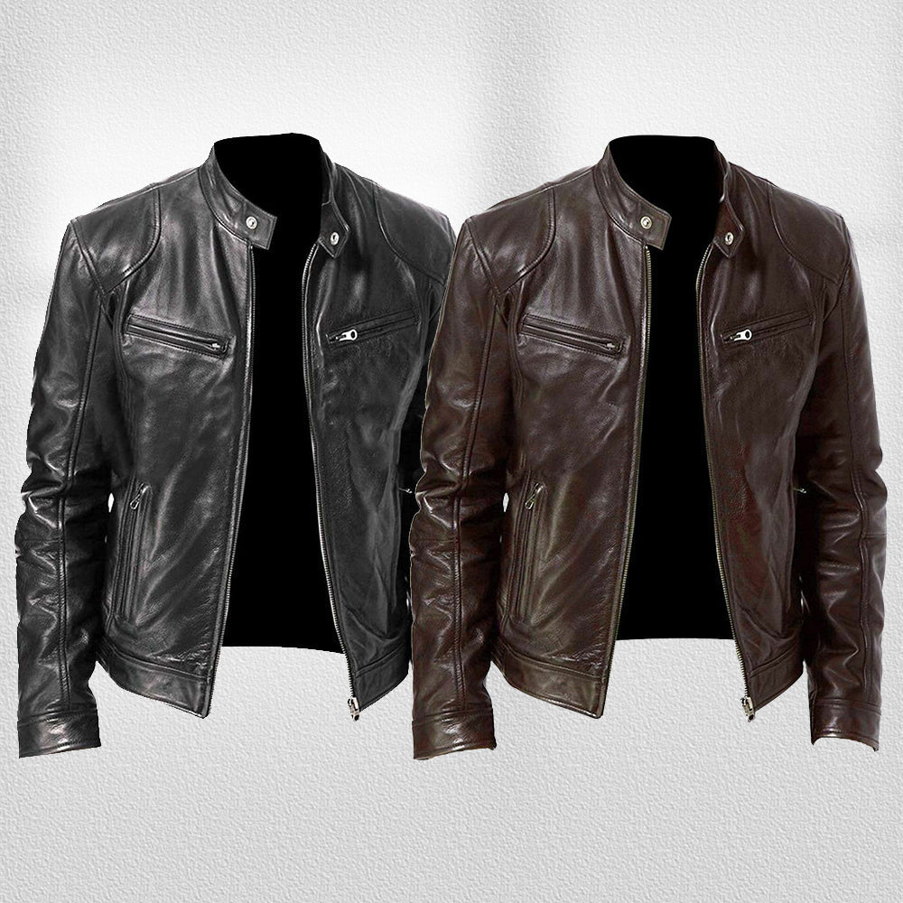 WW | Stehkragen, Trendige Lederjacke, Hübsche Motorrad-Lederjacke