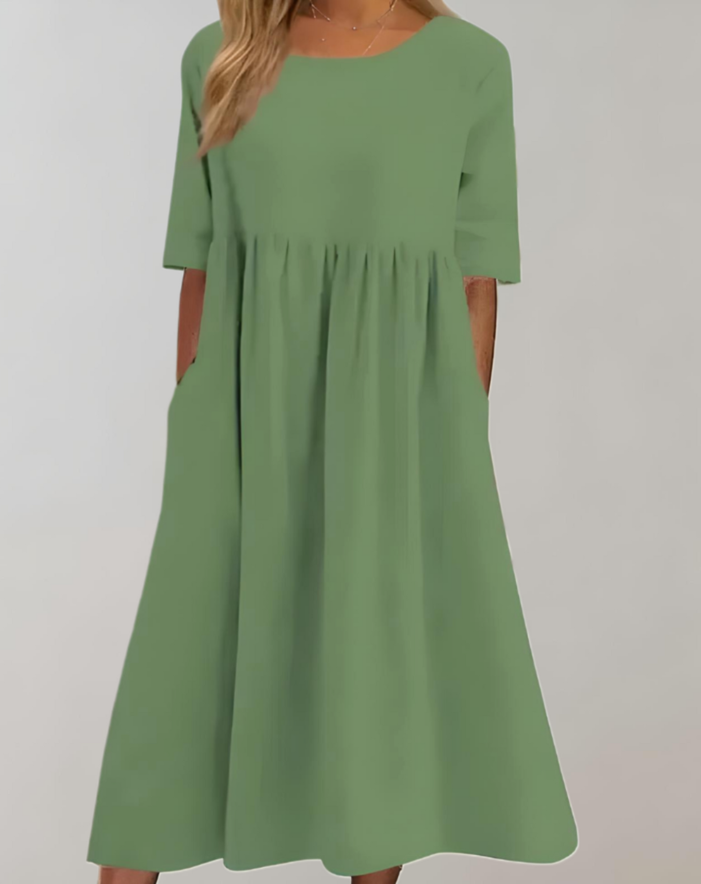 WW | Einfarbiges Baumwollkleid mit Lockerer Passform