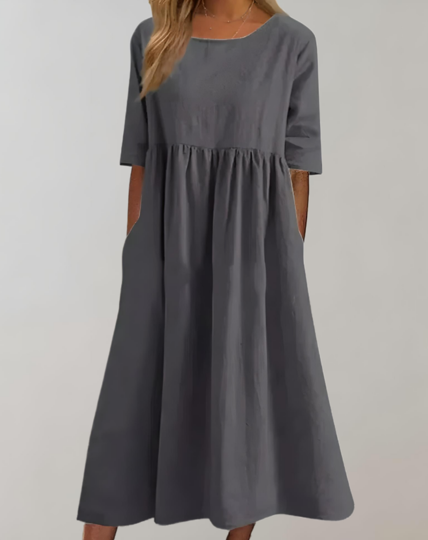 WW | Einfarbiges Baumwollkleid mit Lockerer Passform