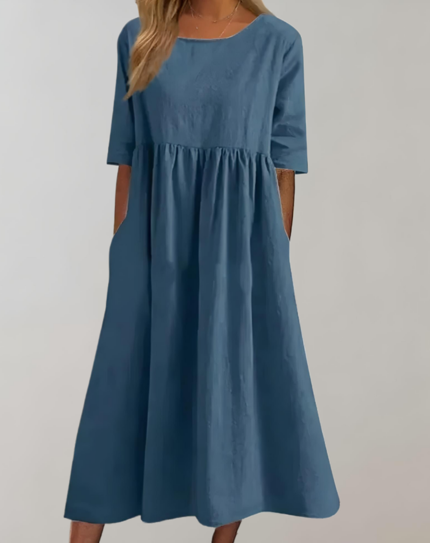 WW | Einfarbiges Baumwollkleid mit Lockerer Passform