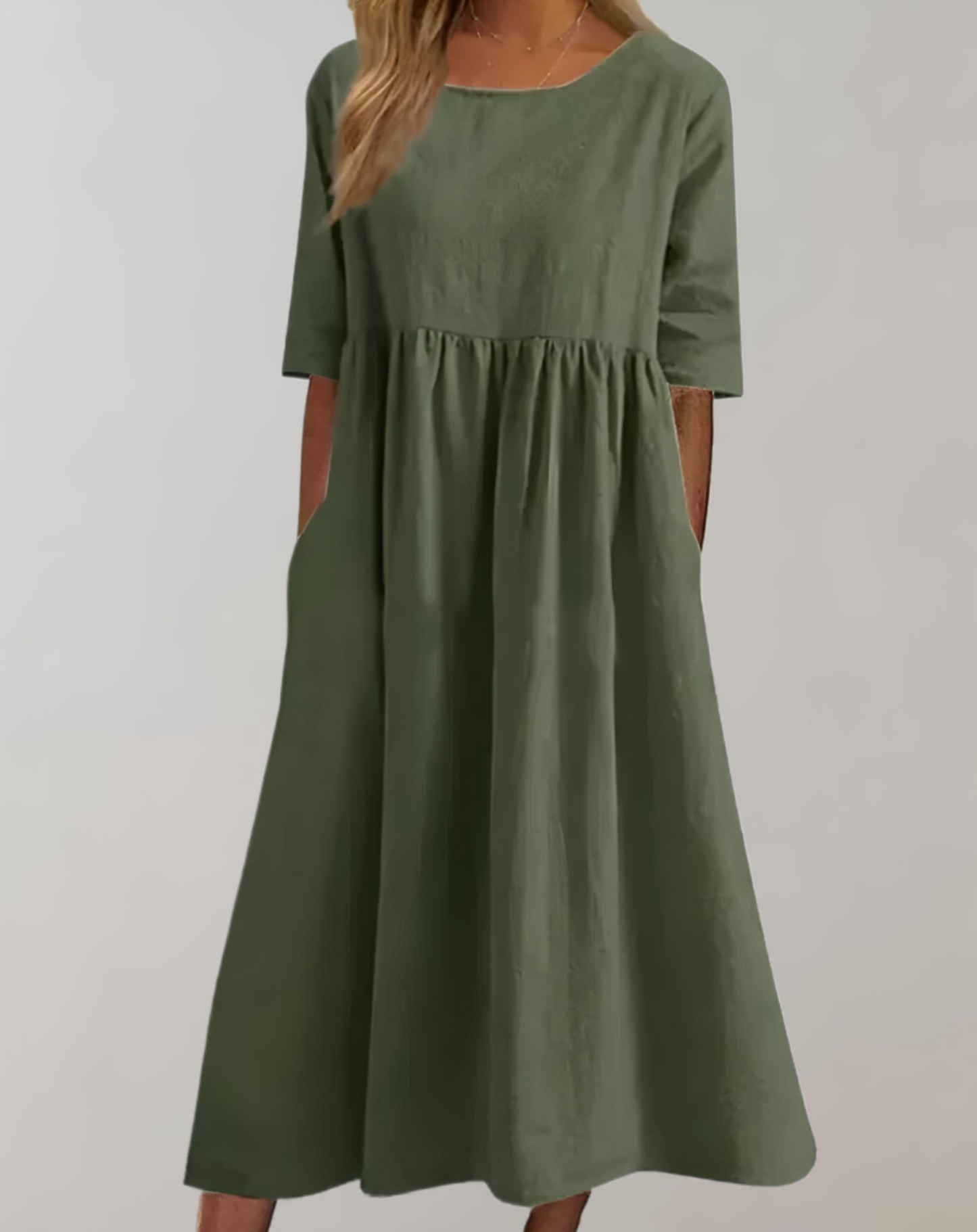 WW | Einfarbiges Baumwollkleid mit Lockerer Passform