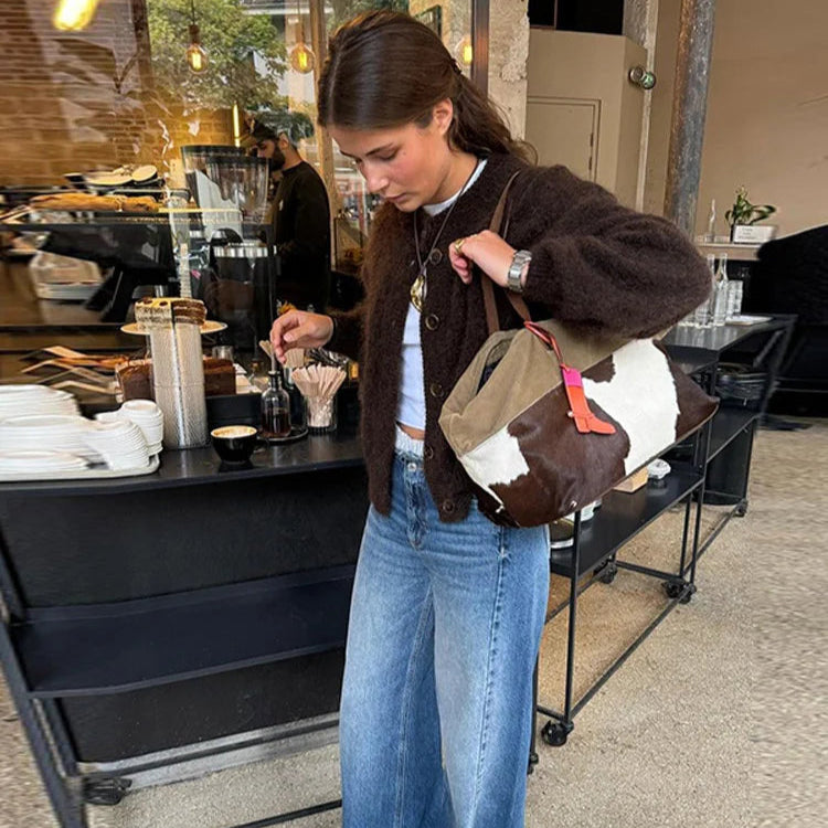WW | Damen Braun Strickjacke mit langen Ärmeln und Knopfverschluss