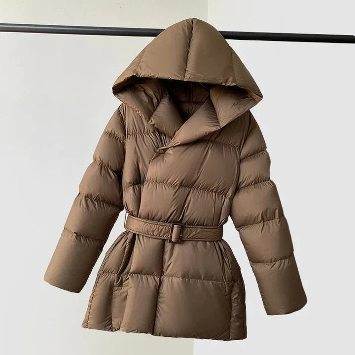 WW | Women's Hooded Padded Puffer Jacket with Waist Belt