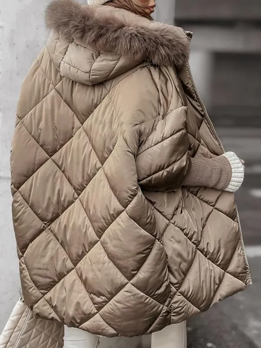 WW | Damen Winterjacke mit Langen Ärmeln und Pelzkragen