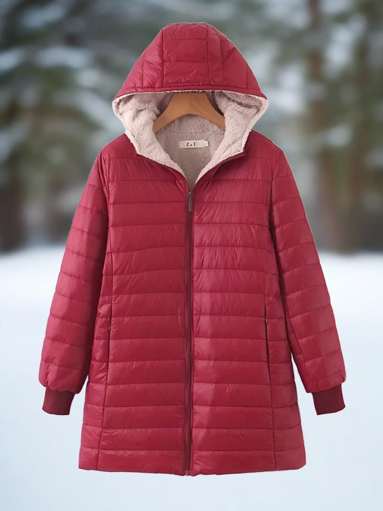 WW | Warm Long Quilted Winter Jacket with Hood