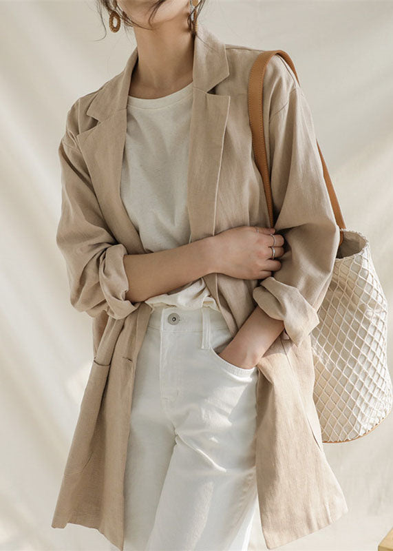 WW | Patchwork Linen Coats Peter Pan Collar Long Sleeves