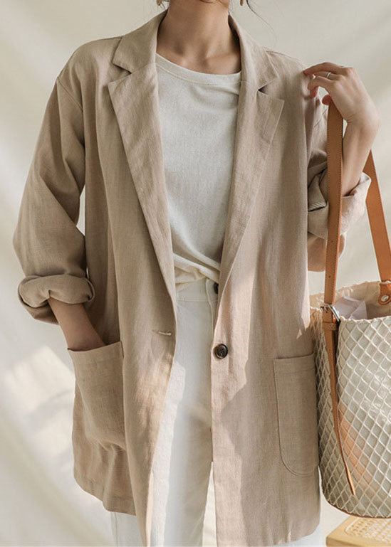 WW | Patchwork Linen Coats Peter Pan Collar Long Sleeves