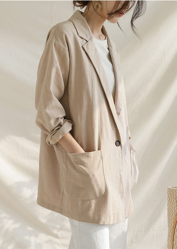 WW | Patchwork Linen Coats Peter Pan Collar Long Sleeves