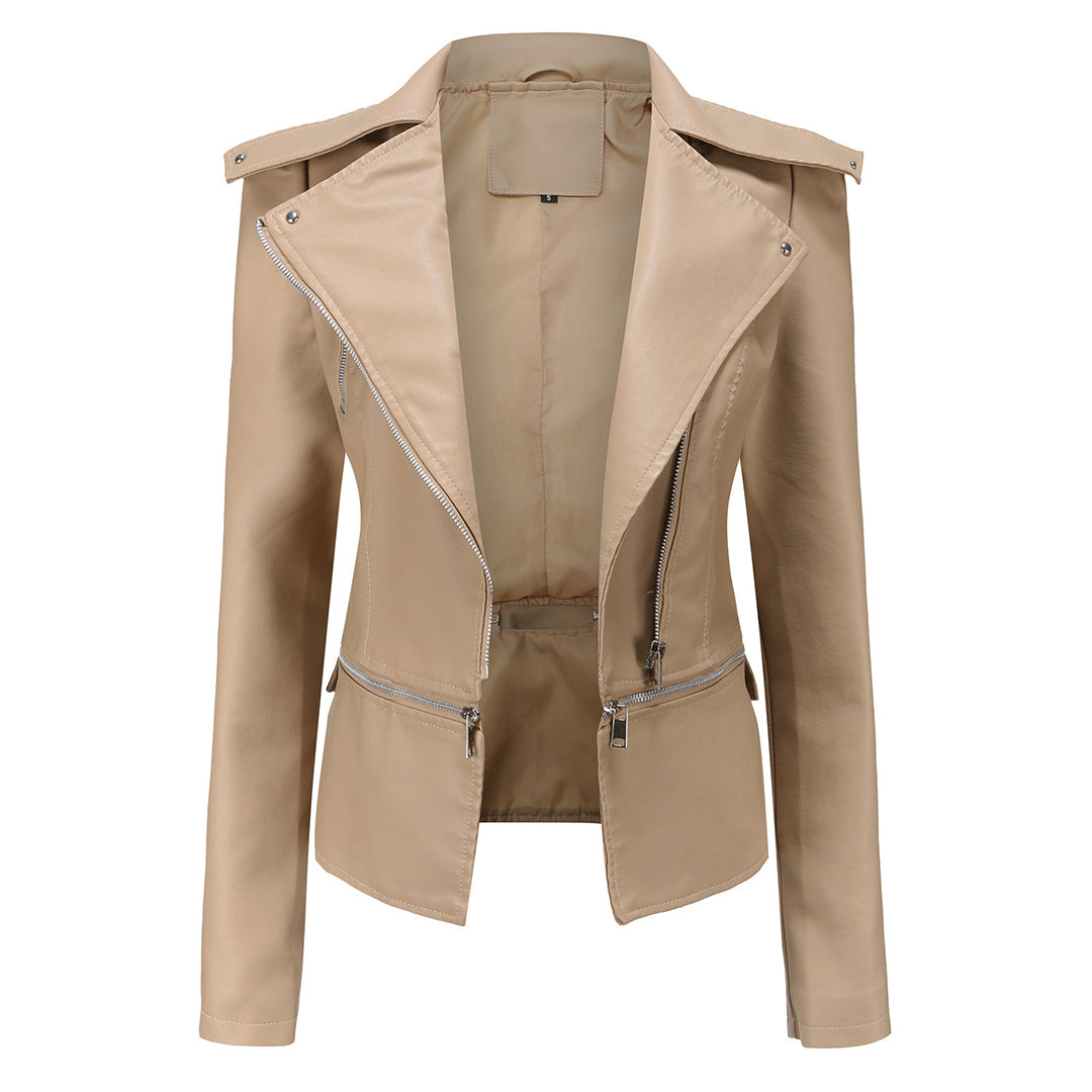 WW | Ladies' leather jacket with elegant finish
