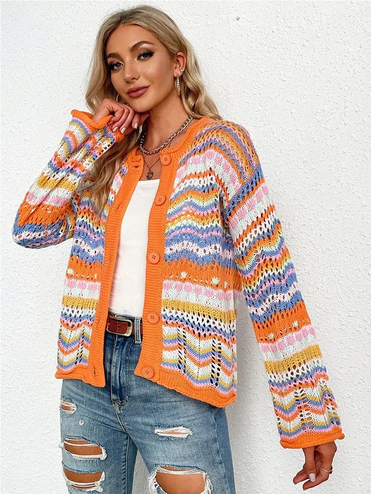 WW | Cardigan - Gestrickt mit Knopfverschluss - Leicht und Atmungsaktiv - Lockere Passform