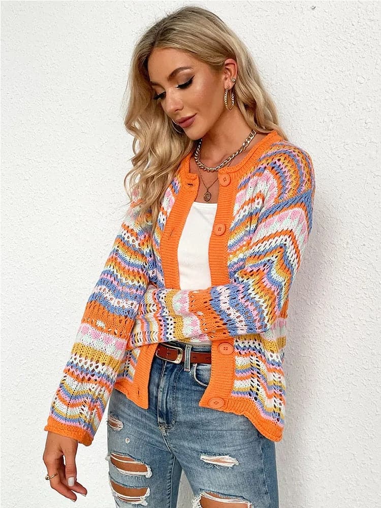 WW | Cardigan - Gestrickt mit Knopfverschluss - Leicht und Atmungsaktiv - Lockere Passform