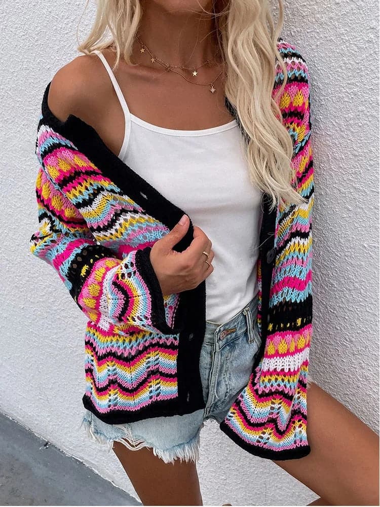 WW | Bunt Und Bequeme Frühlingsstrickjacke