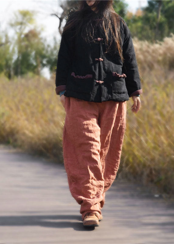 WW | Black Button Fine Cotton Padded Puffer Jackets Winter