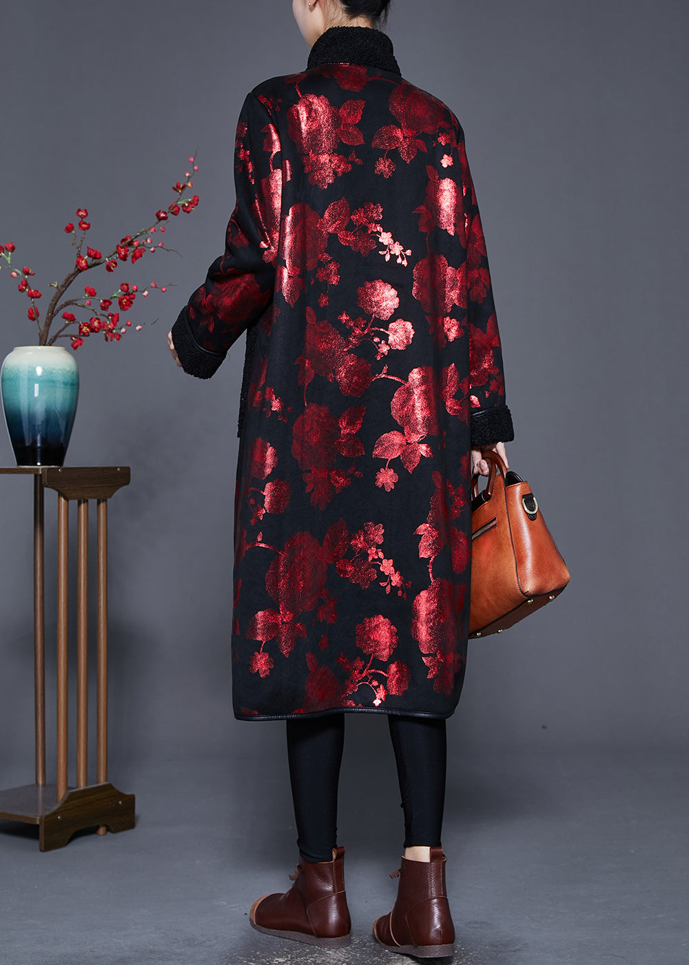 WW | Mulberry Print Oversized Fleece Wool-Lined Coats Winter