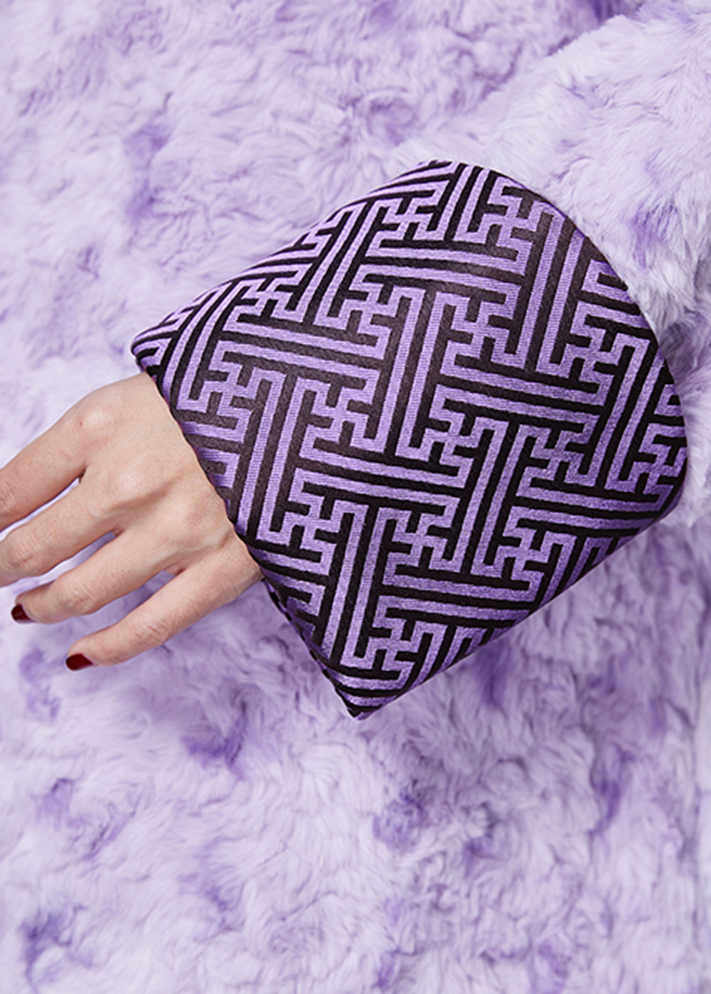 WW | Purple Mandarin Collar Chinese Button Faux Fur Coats