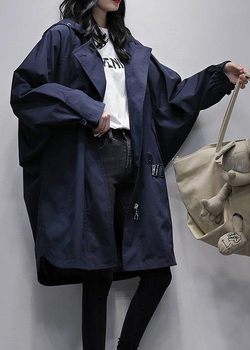 WW | Kapuzenzipper Mode Kranich Mäntel blau Plus Size Kleidung Mäntel