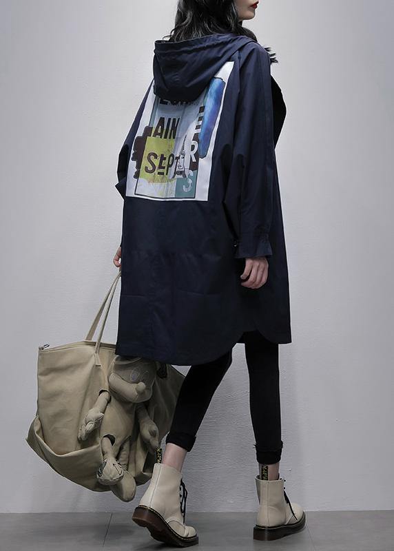 WW | Kapuzenzipper Mode Kranich Mäntel blau Plus Size Kleidung Mäntel