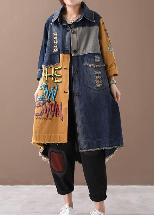 WW | Revers Loch Feine Mäntel Frauen gelb Buchstabe Plus Size Kleidung Jacken