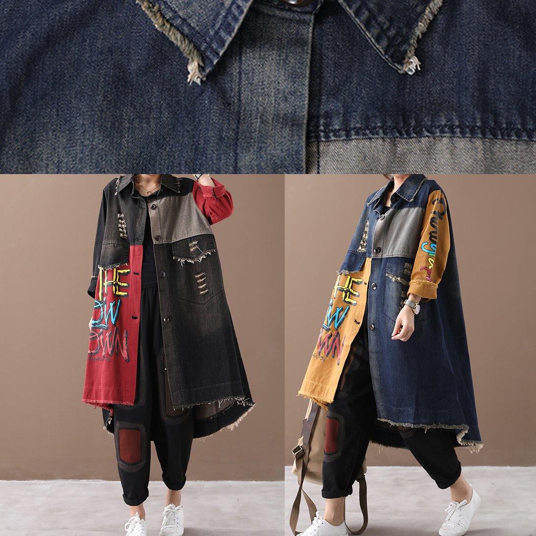 WW | Revers Loch Feine Mäntel Frauen gelb Buchstabe Plus Size Kleidung Jacken