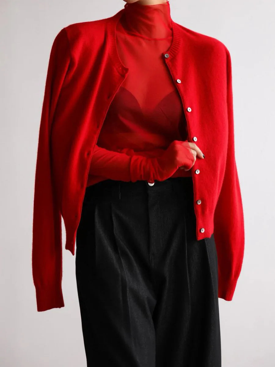 WW | Damen Strick-Cardigan und Rollkragenpullover Set