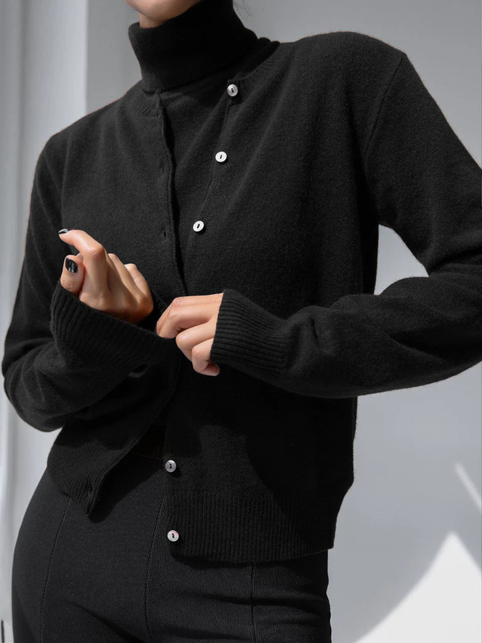 WW | Damen Strick-Cardigan und Rollkragenpullover Set