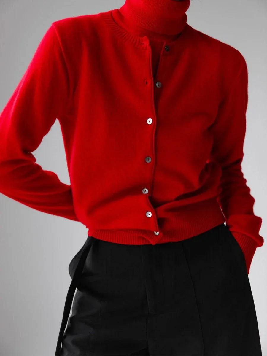 WW | Damen Strick-Cardigan und Rollkragenpullover Set