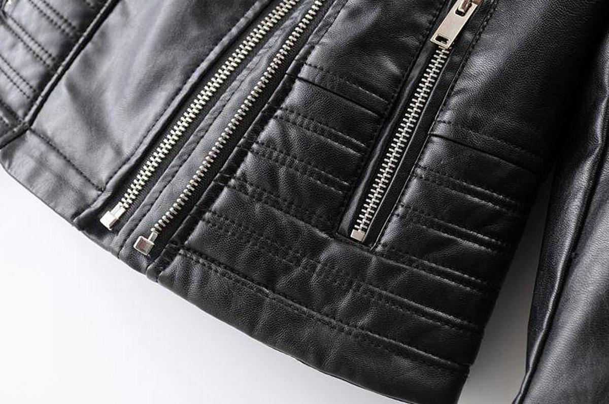 WW | Asymmetrische Reißverschluss Schwarze PU-Leder Bikerjacke