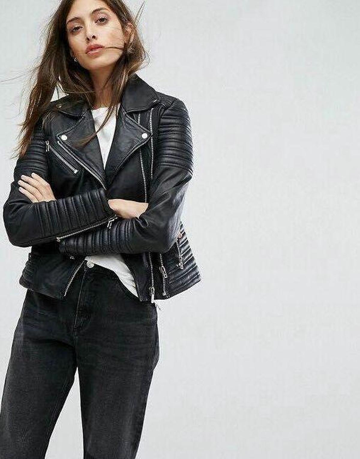 WW | Asymmetrische Reißverschluss Schwarze PU-Leder Bikerjacke
