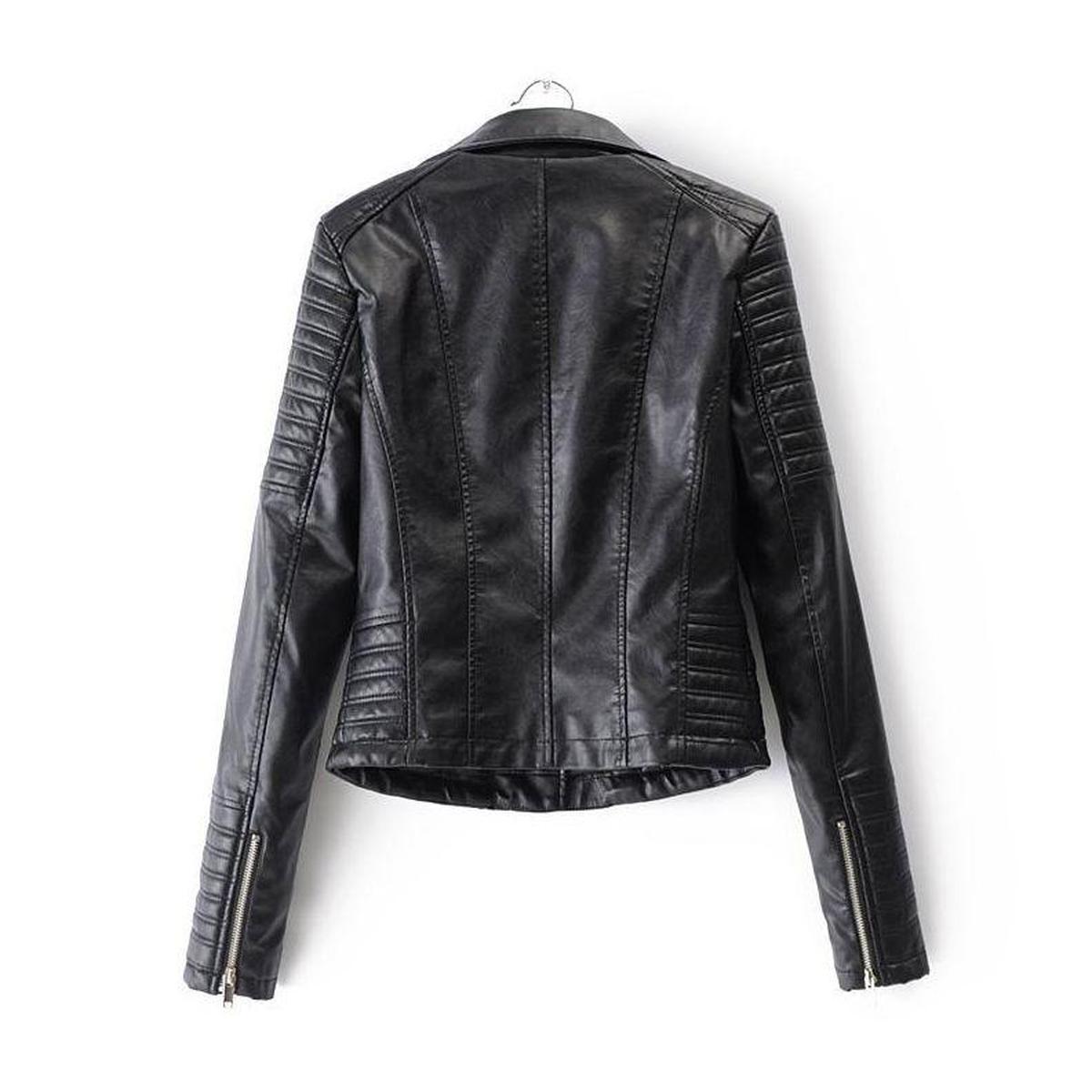 WW | Asymmetrische Reißverschluss Schwarze PU-Leder Bikerjacke