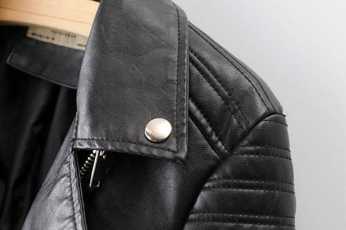 WW | Asymmetrische Reißverschluss Schwarze PU-Leder Bikerjacke