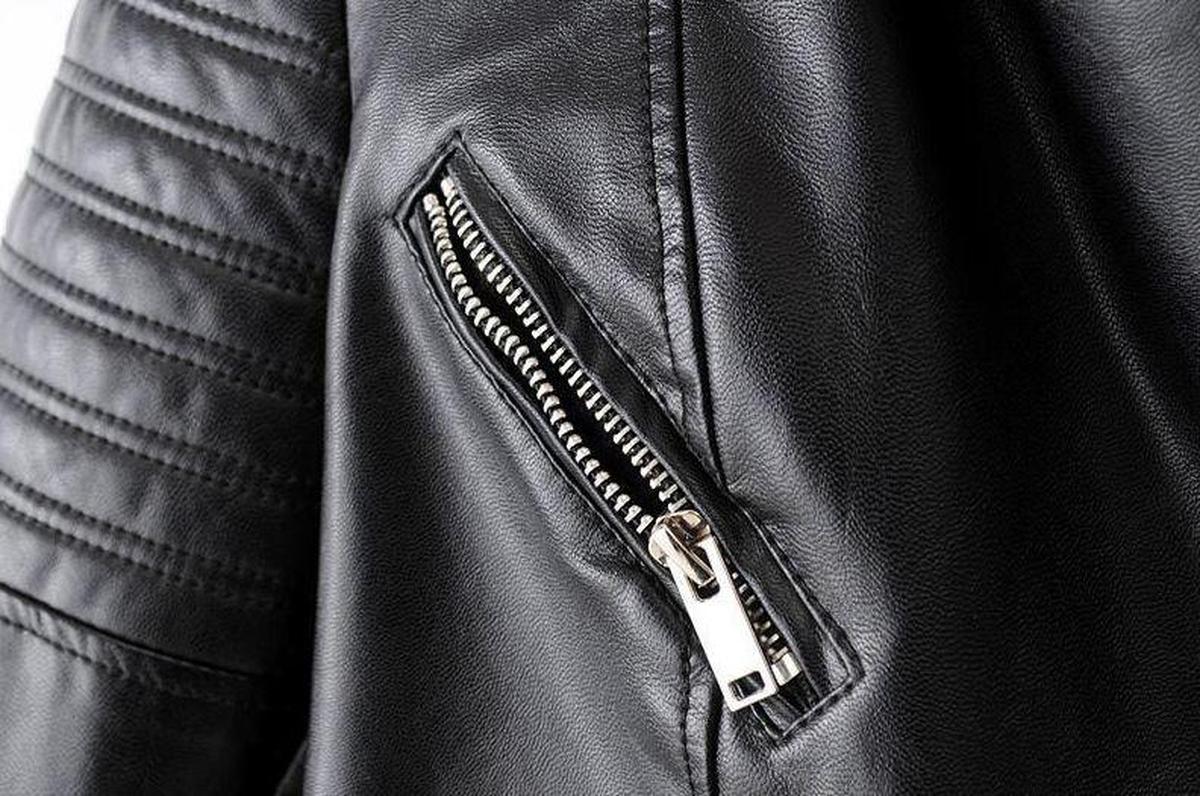 WW | Asymmetrische Reißverschluss Schwarze PU-Leder Bikerjacke