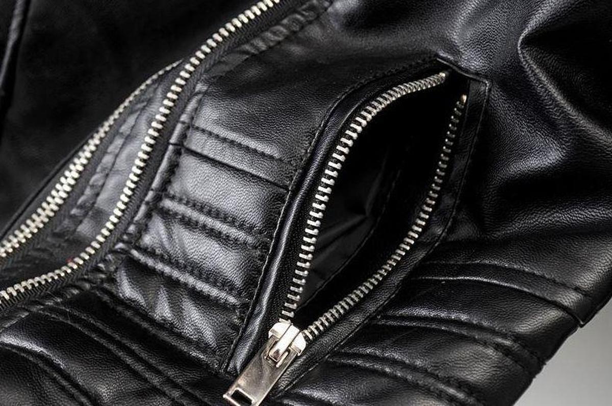 WW | Asymmetrische Reißverschluss Schwarze PU-Leder Bikerjacke
