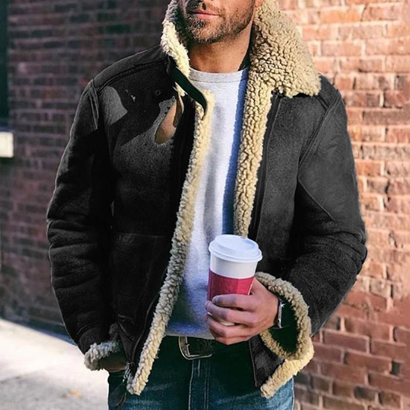 WW | Shearling Fliegerjacke Wildleder Wolle Gefüttert Reißverschluss Klassische Passform