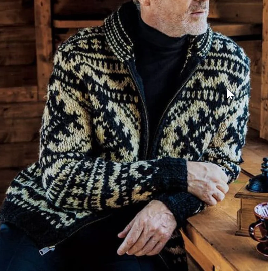 WW | Winter Herrenpullover aus Wolle mit Reißverschluss