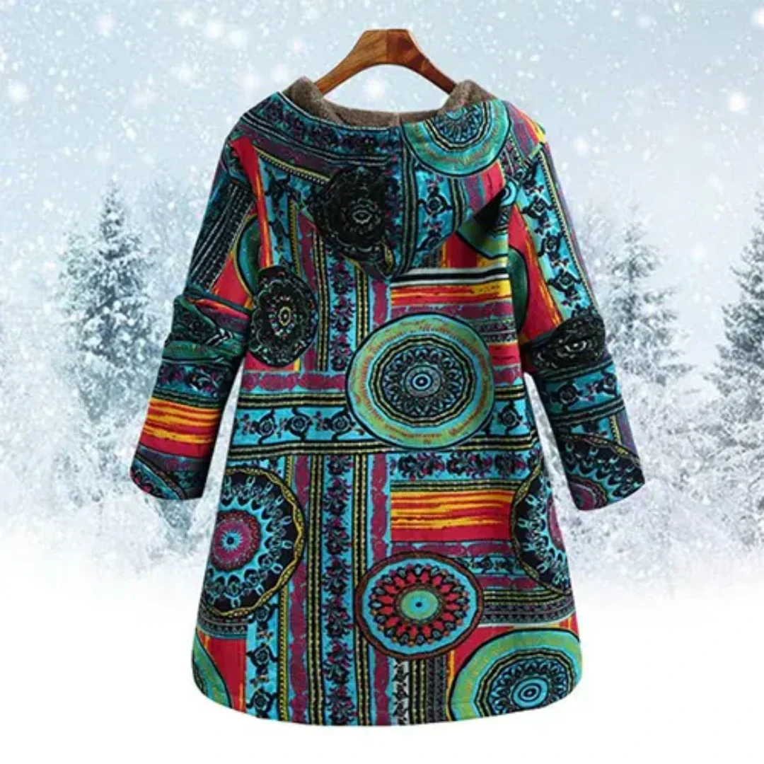 WW | Boho-Patchwork-Hoodie mit warmer Fütterung für Frauen