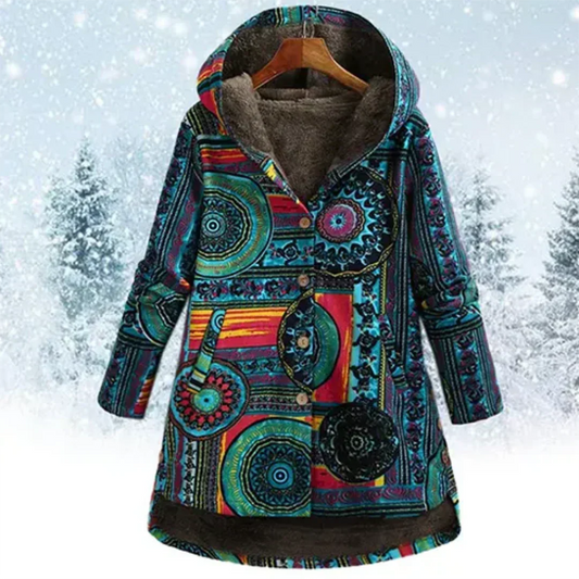 WW | Boho-Patchwork-Hoodie mit warmer Fütterung für Frauen