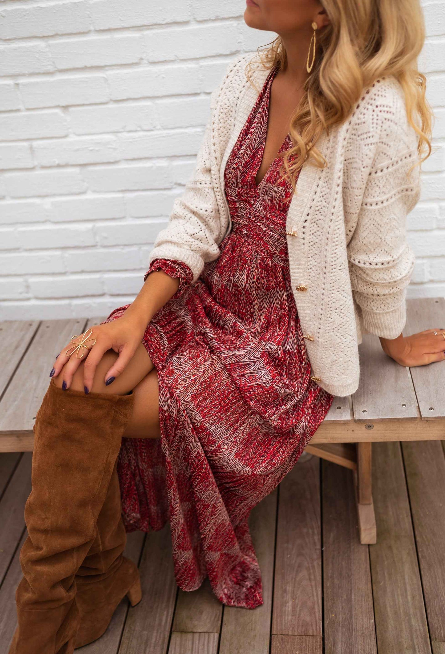 WW | Ava Women's Long Cardigan Stylish White Knit Layering Piece