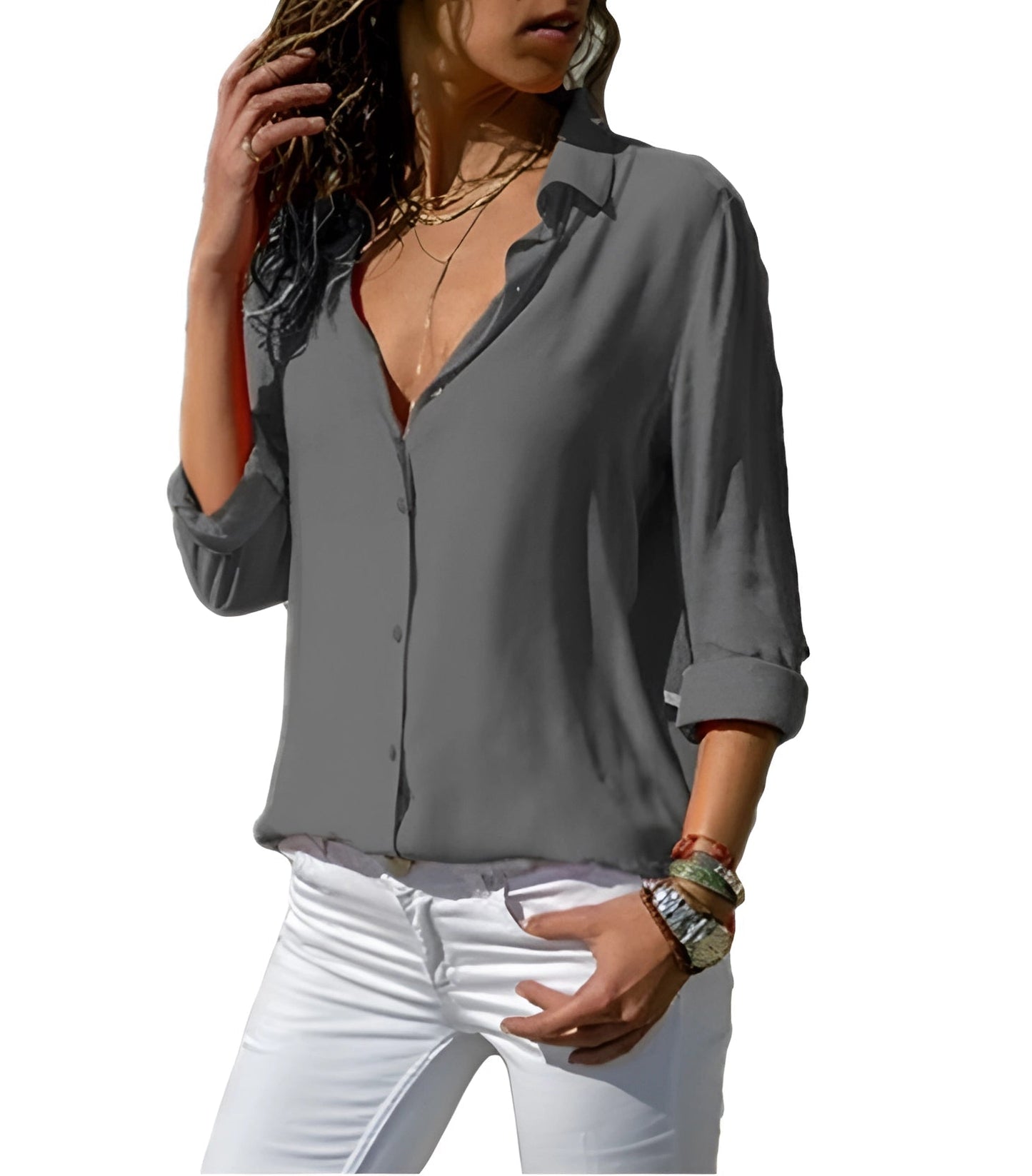 WW | A long-sleeved silk women's blouse