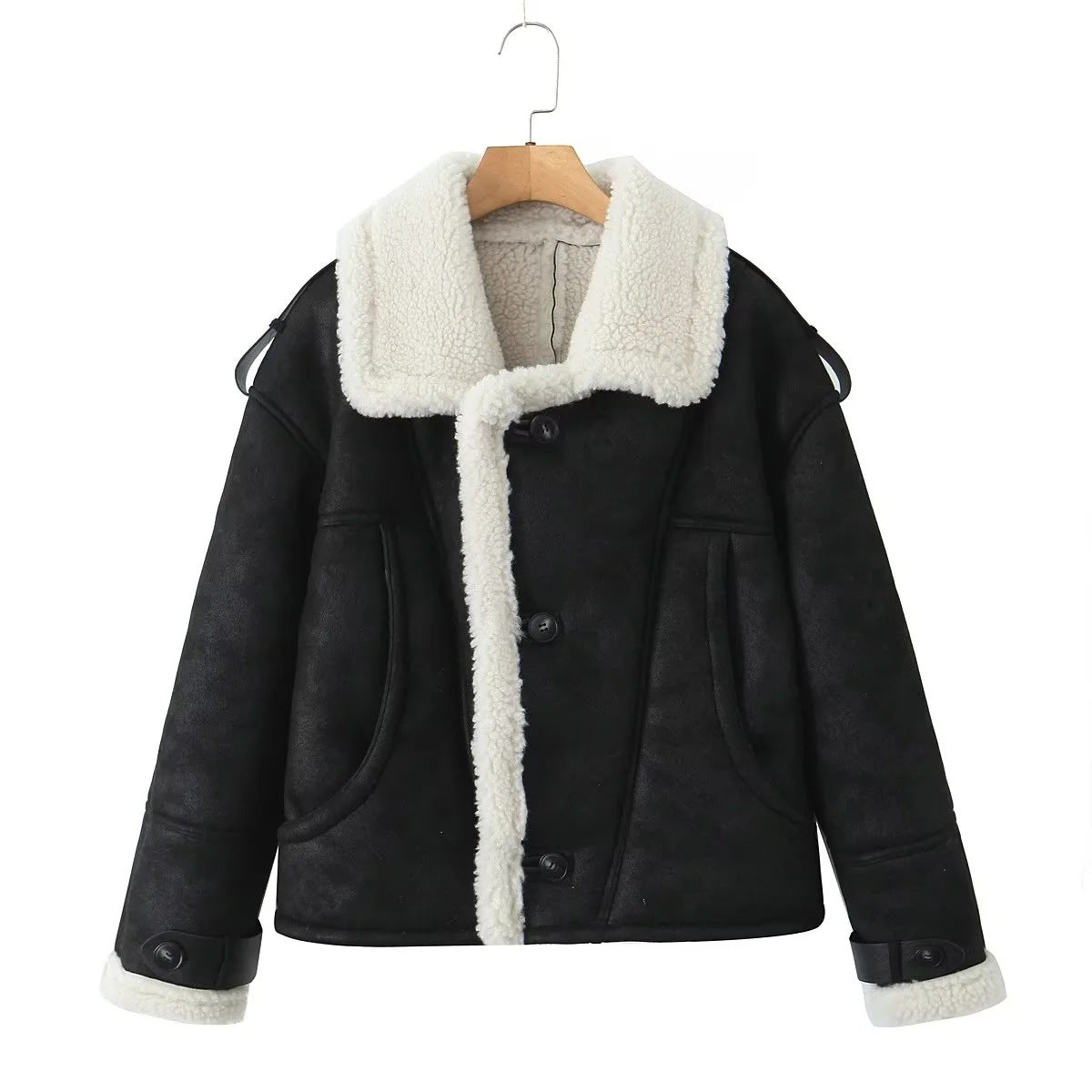 WW | Kurz Sherpa mit Fleece Gefütterte Jacke Winterjacke für Damen