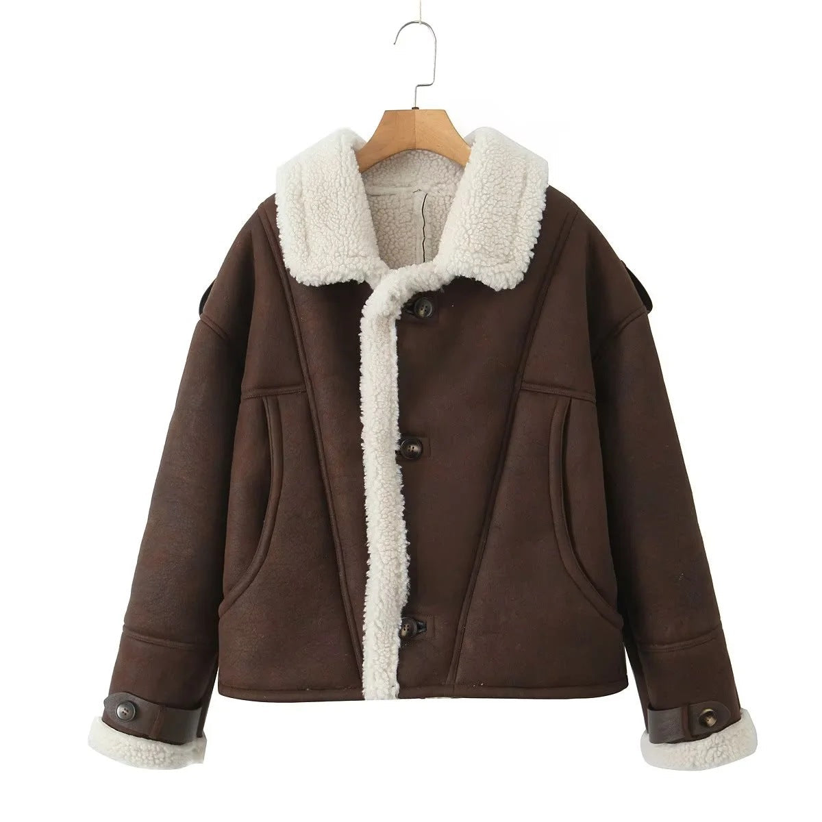 WW | Kurz Sherpa mit Fleece Gefütterte Jacke Winterjacke für Damen
