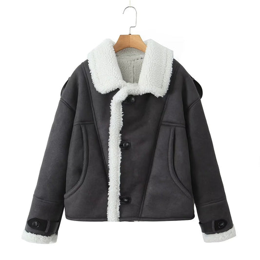 WW | Kurz Sherpa mit Fleece Gefütterte Jacke Winterjacke für Damen